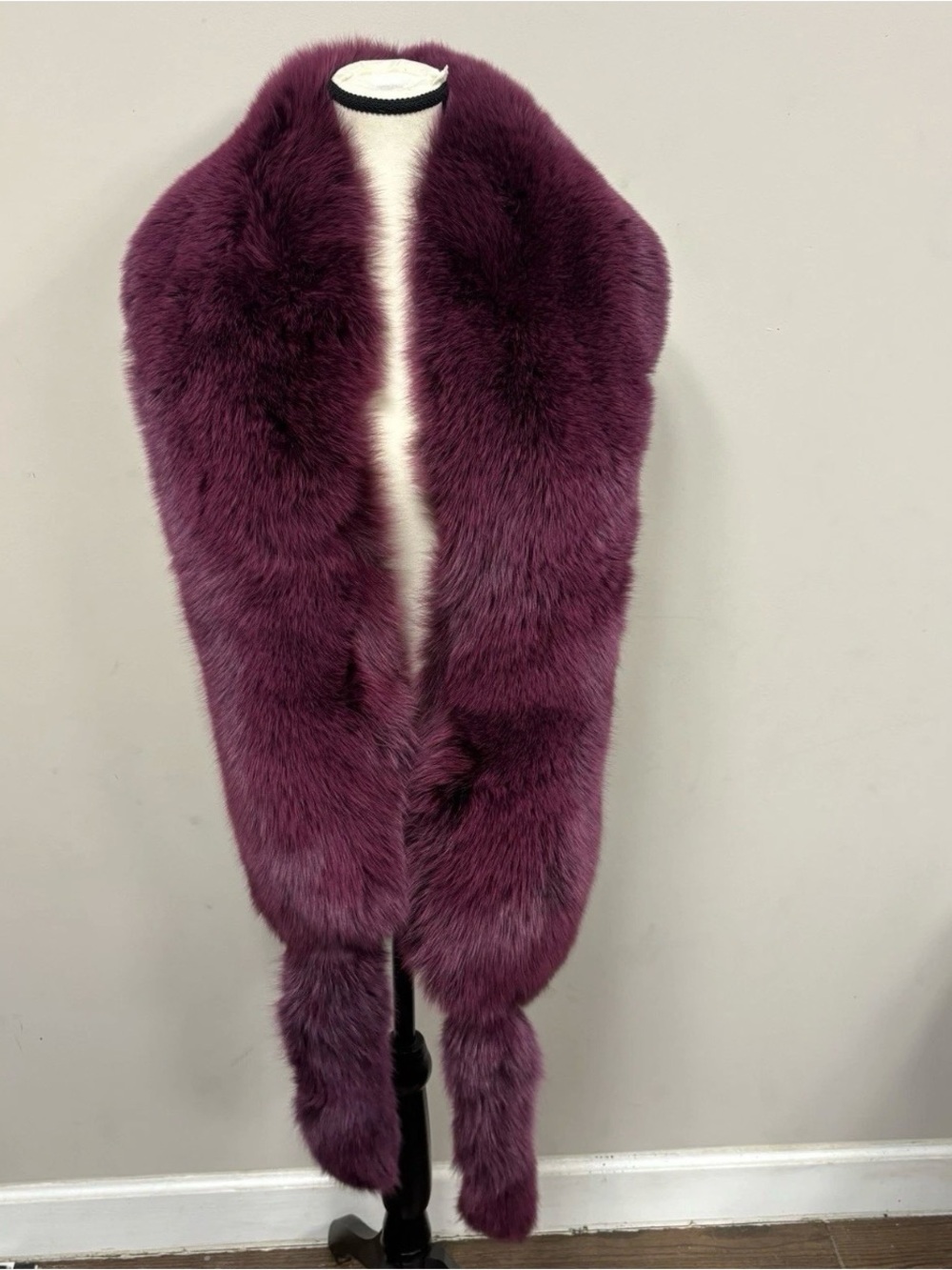 Saga Furs Purple Maroon Scarf Fur NWOT